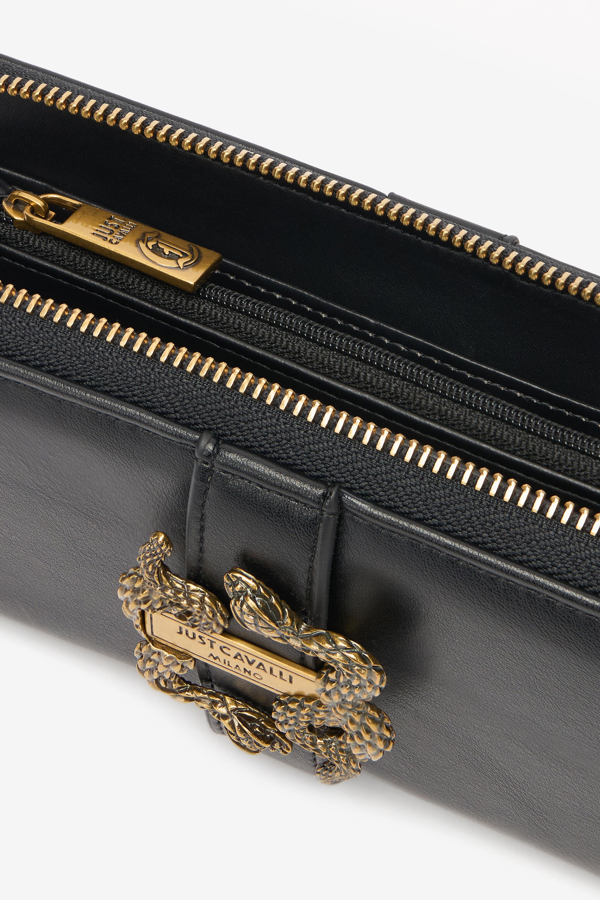 JC Cartera Con Cremallera Circundante Y Mirror Snake JC Cartera Con Cremallera Circundante Y Mirror Snake Negro UFP004-UF491