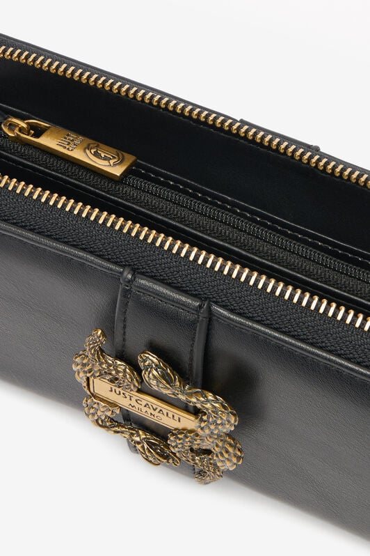 JC Cartera Con Cremallera Circundante Y Mirror Snake JC Cartera Con Cremallera Circundante Y Mirror Snake Negro UFP004-UF491
