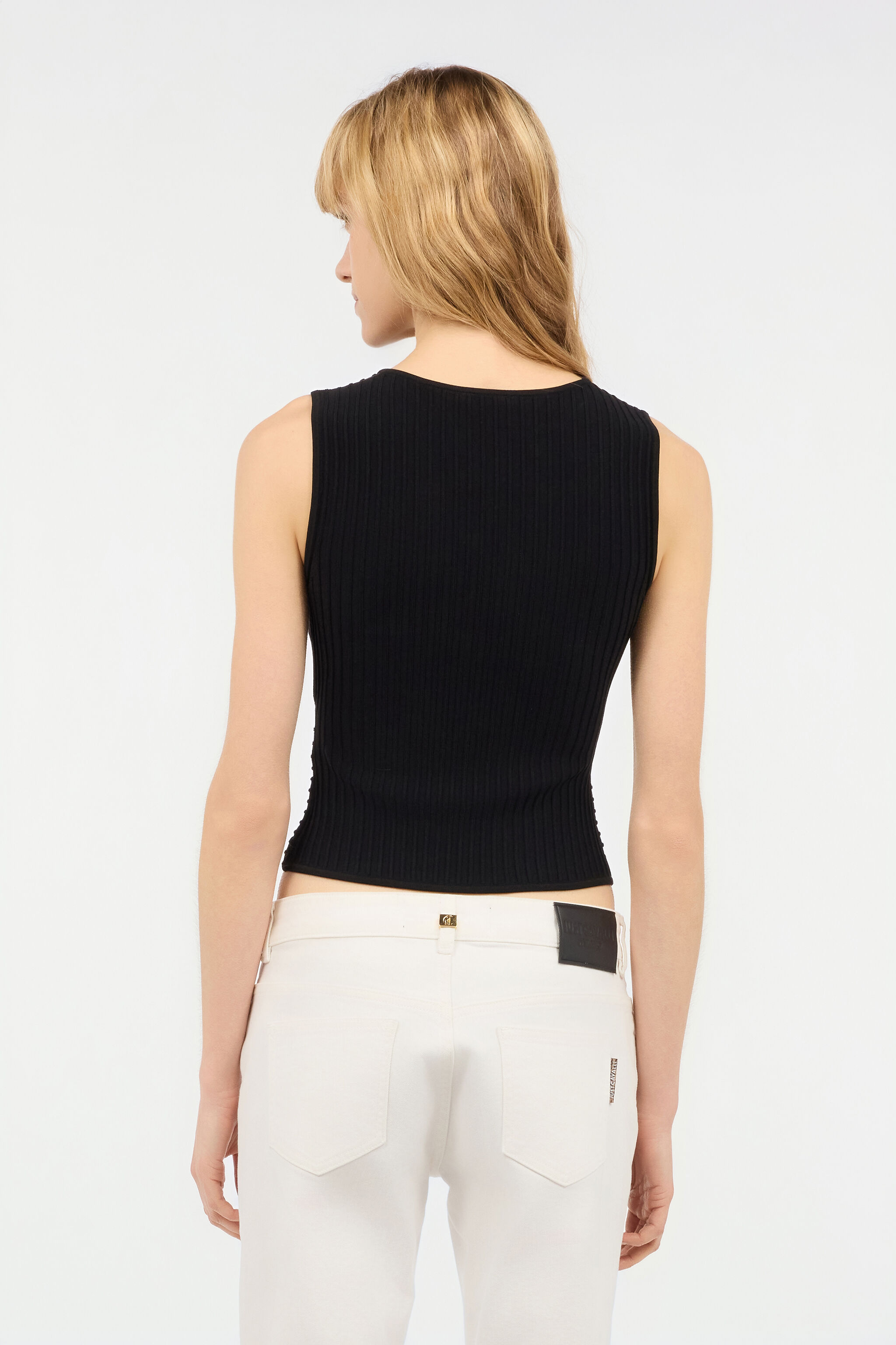 JC Rib-Knit Sleeveless Crop Top JC Rib-Knit Sleeveless Crop Top Black UFM018-UF163