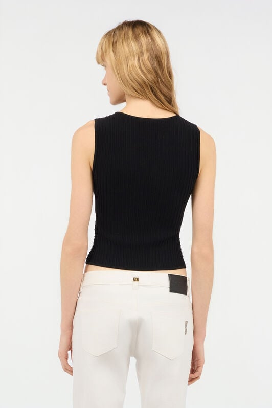 JC Rib-Knit Sleeveless Crop Top JC Rib-Knit Sleeveless Crop Top Black UFM018-UF163