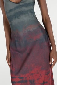 RC Long Slip Dress With A Mottled Effect Black/Red VQT102-4QP69