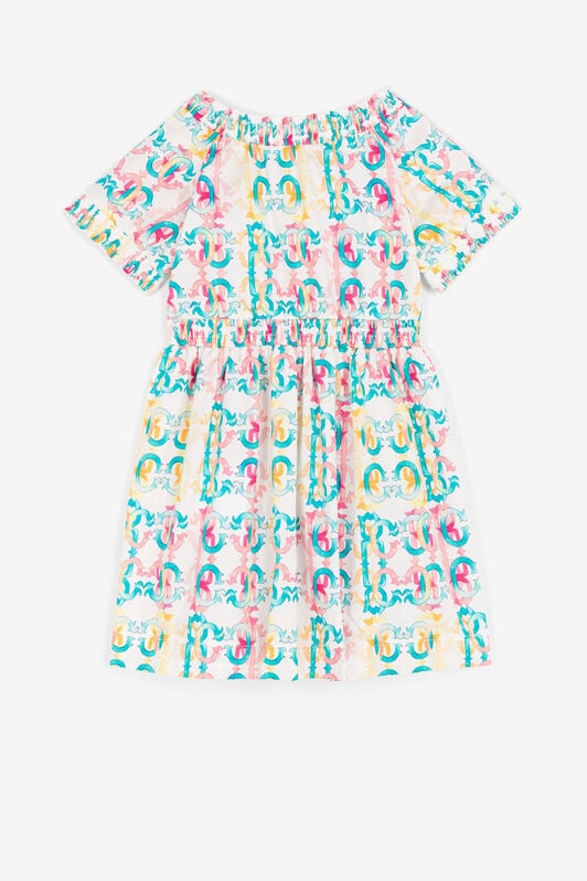 JU Colour-block monogram-print dress JU Colour-block monogram-print dress Light blue QJT136-CIG21