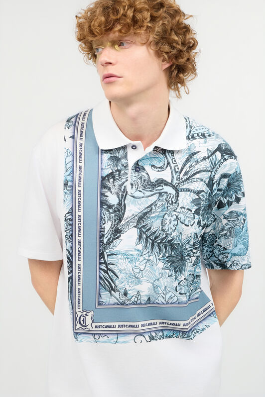 JC Polo Shirt With Jungle Print And Lettering JC Polo Shirt With Jungle Print And Lettering Light blue UFT018-UF038