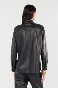 RC Leather Shirt With Perforated Roses Black UKP704-PN106