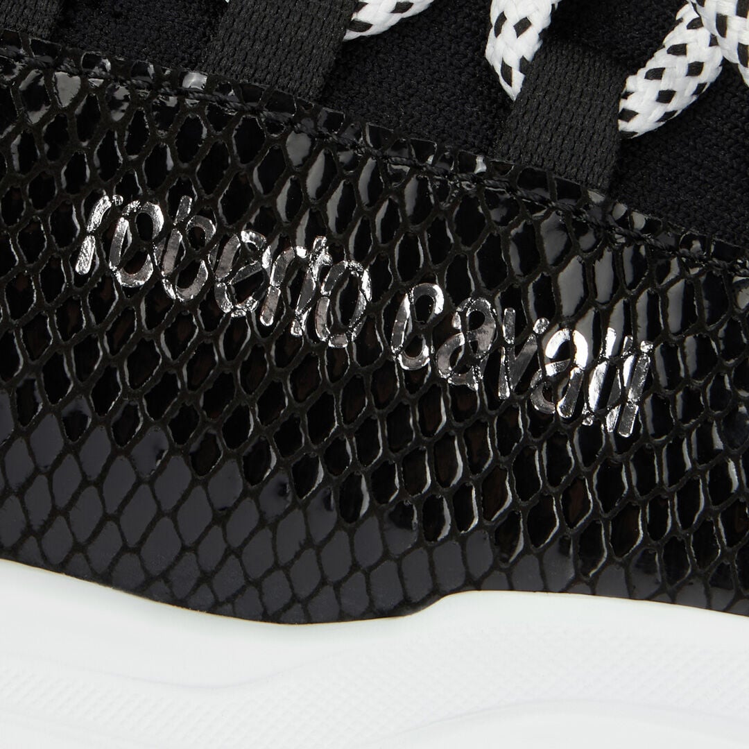 Sneakers with snake-effect inserts in Black for Women | Roberto