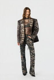 RC Silver Fur Print Jacket BLACK/BEIGE XWT400-NVT79