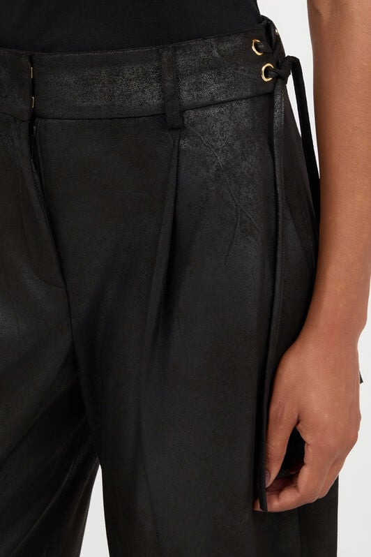 JC Black Wide-Leg Trousers With Tie Details JC Black Wide-Leg Trousers With Tie Details BLACK VFT155-VF234