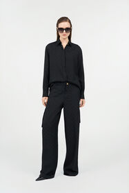RC Silk Cargo Trousers with Monogram RC RC Silk Cargo Trousers with Monogram RC Black VKT202-RK010