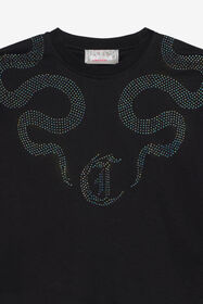 JC T-Shirt with Rhinestone Logo BLACK XFT61H-JD001