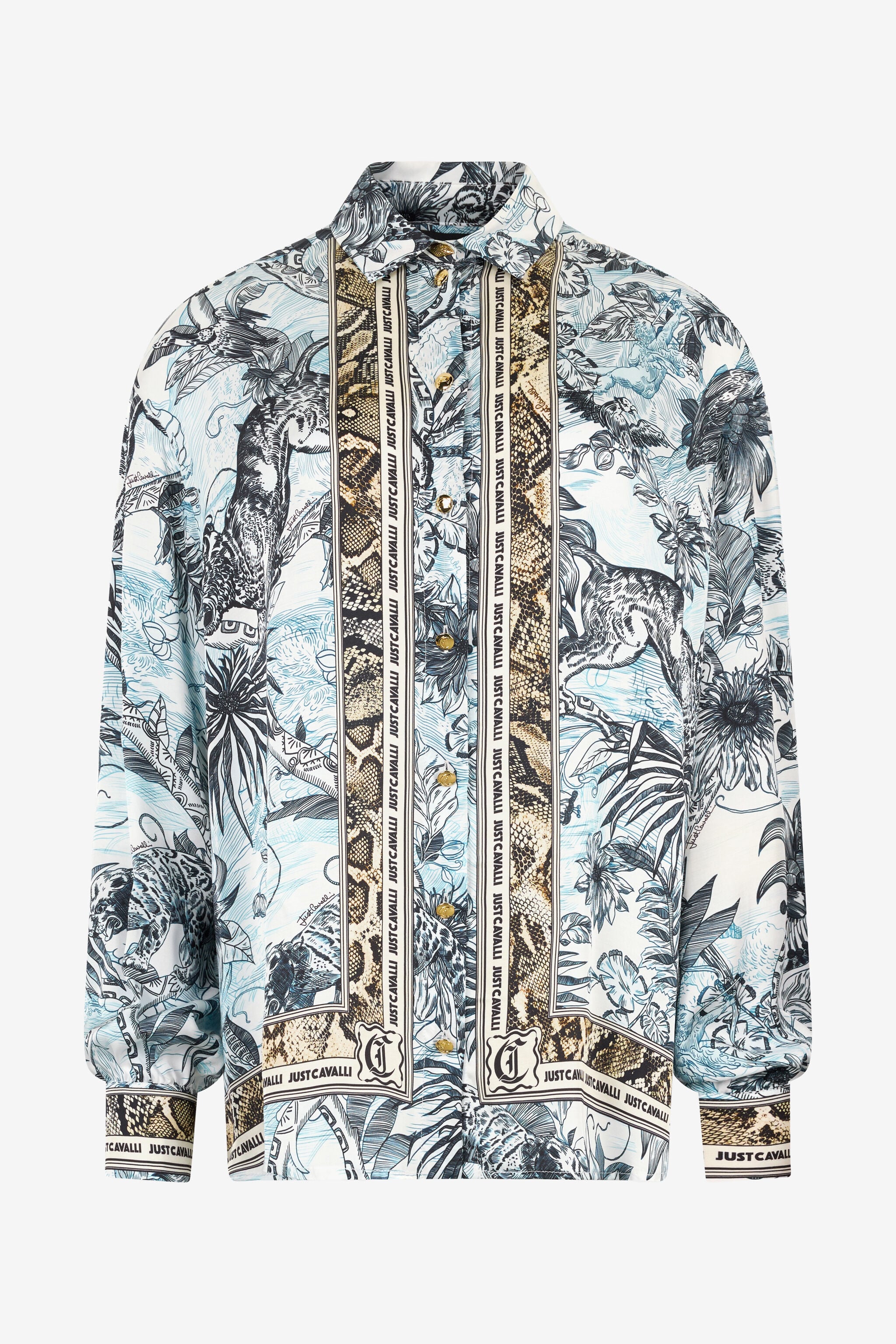 JC Shirt With Python And Jungle Print JC Shirt With Python And Jungle Print Light blue UFT143-UF209