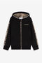 JU Baumwoll-Hoodie mit Falken-Print Schwarz RJT921-CF050