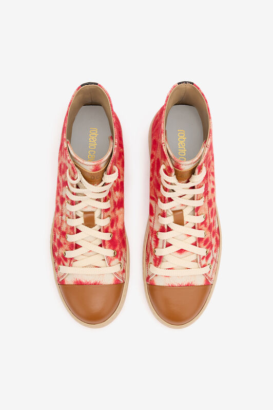 RC High-Top Sneakers with Zebra Print Red UKS040-SMC77