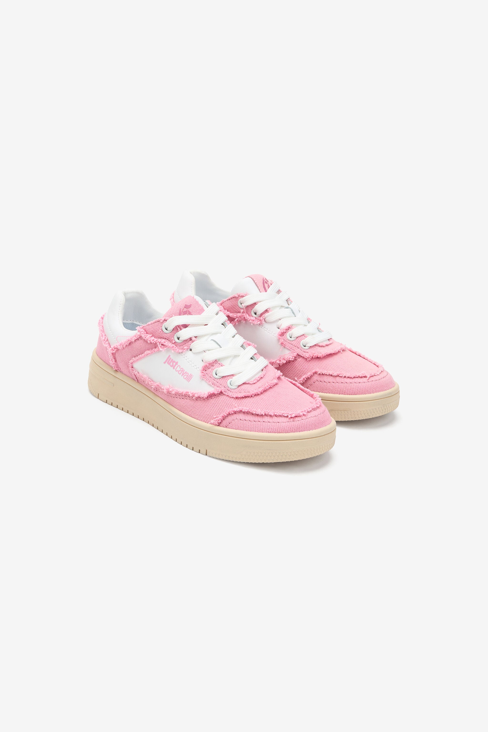 JC Sneakers in Cotton Denim and Leather JC Sneakers in Cotton Denim and Leather 003 WHITE + 433 CARN WFS057-WF295
