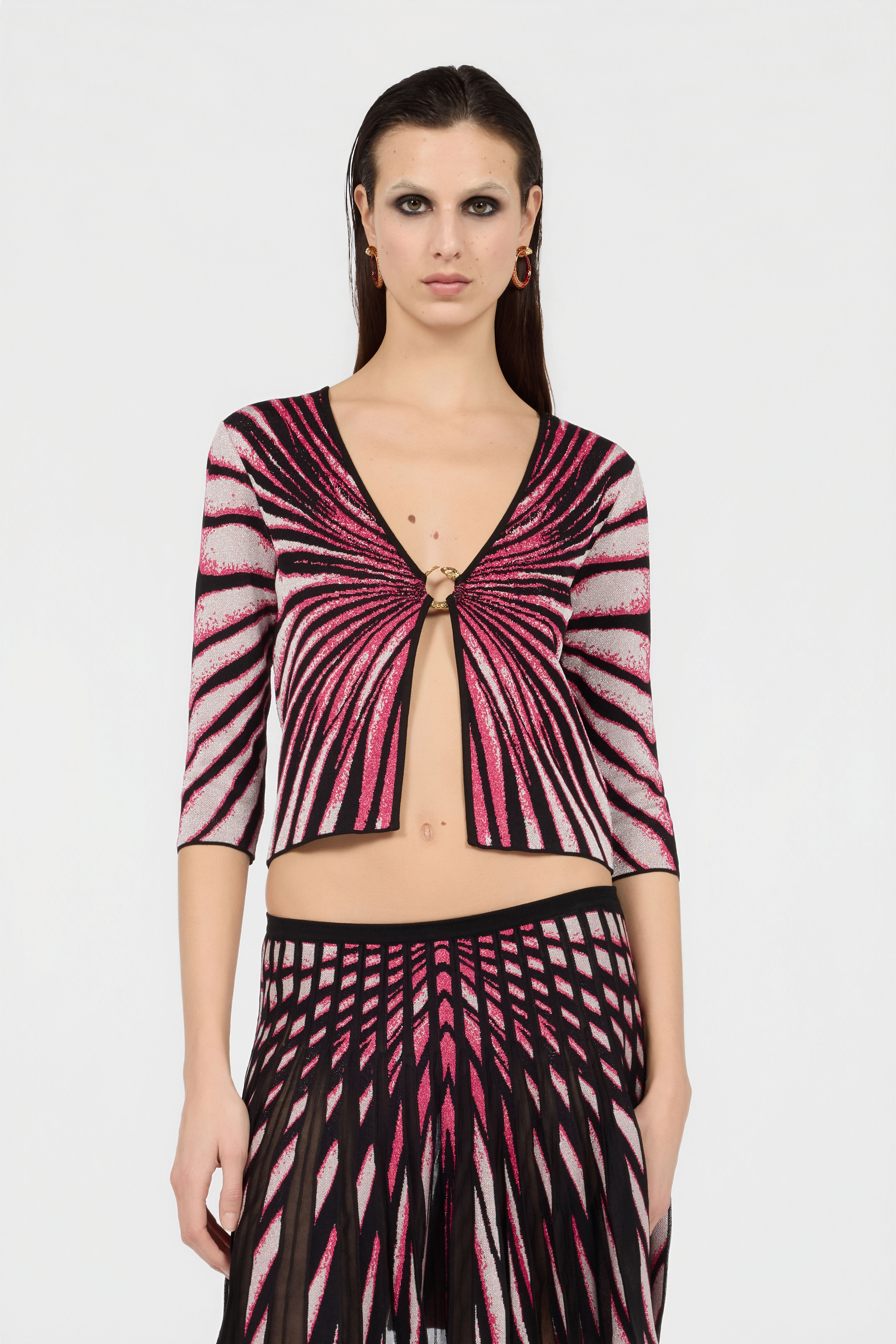 Ray Of Paradise Print Cardigan in MAGENTA for Women | Roberto Cavalli®