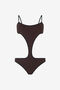 RC Maillot De Bain Une Pièce Marron À Découpes RC Maillot De Bain Une Pièce Marron À Découpes CHOCOLATE WWW007-LL030