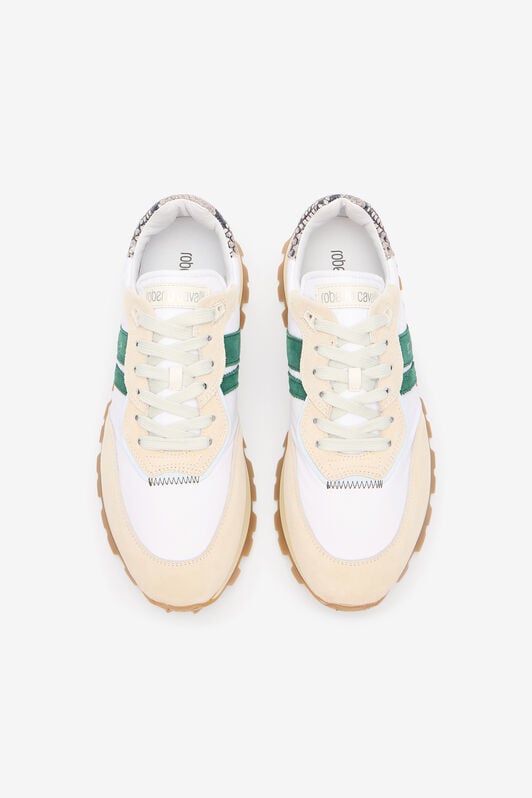 RC White Running Shoes With Snake-Print Detail RC White Running Shoes With Snake-Print Detail BIEGE/GREEN QOS00F-PZA81