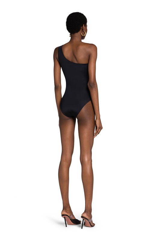 RC RC Monogram-Print One-Shoulder Swimsuit RC RC Monogram-Print One-Shoulder Swimsuit Schwarz KSW01X-LL002
