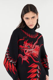 RC Long Sweater With Pattern And Dragon Black/Red VQM618-MPC02