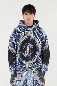 RC Sweatshirt With Marble Print And Embellishments Dark blue URT69A-5ON66