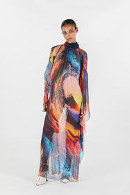 RC Vestido Largo Estampado Itaca Azul/Naranja UWT140-CKN98