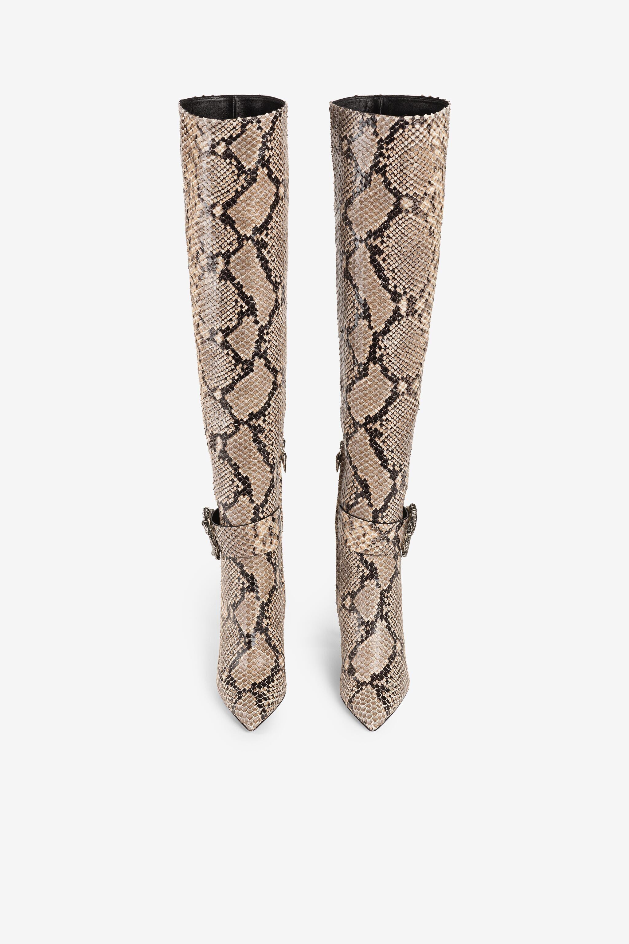 RC Python-Embossed Thigh-High Boots RC Python-Embossed Thigh-High Boots Light Brown RKS017-PZ1ON
