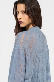 RC Knit Cardigan with Zebra Motif MID-BLUE XQM907-MA130