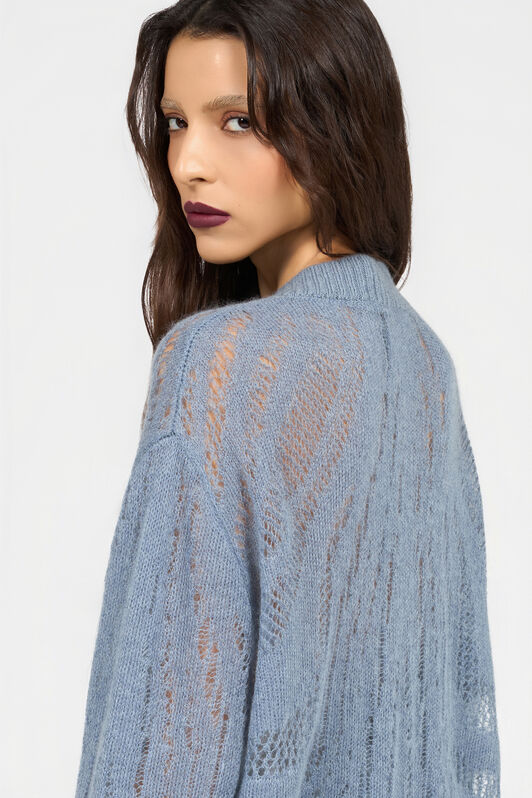 RC Knit Cardigan with Zebra Motif RC Knit Cardigan with Zebra Motif MID-BLUE XQM907-MA130