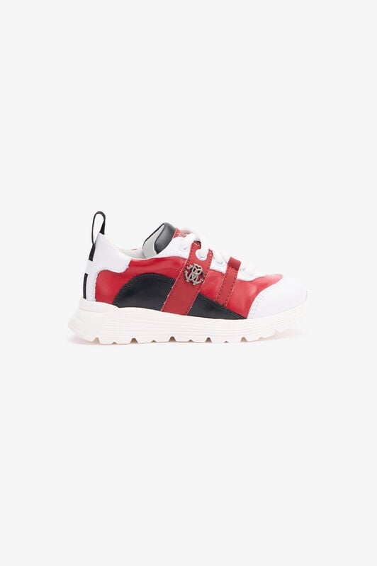 JU Color-Block Sneakers With RC Monogram JU Color-Block Sneakers With RC Monogram RED/WHITE/BLACK 6 TJS02A-PZJ42