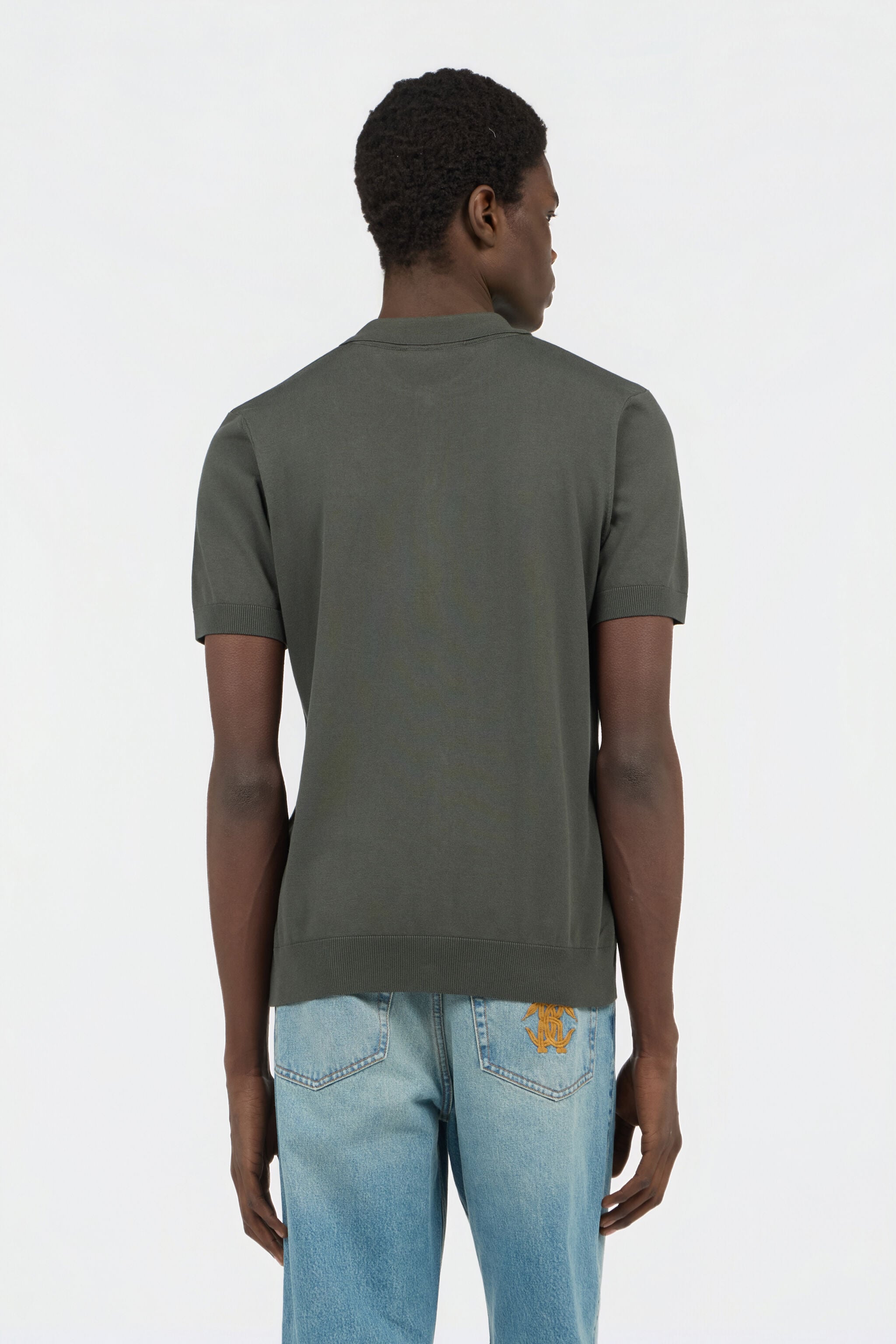 RC Green Knitted Polo Shirt with Monogram RC RC Green Knitted Polo Shirt with Monogram RC MILITARY GREEN SOT71D-VI044