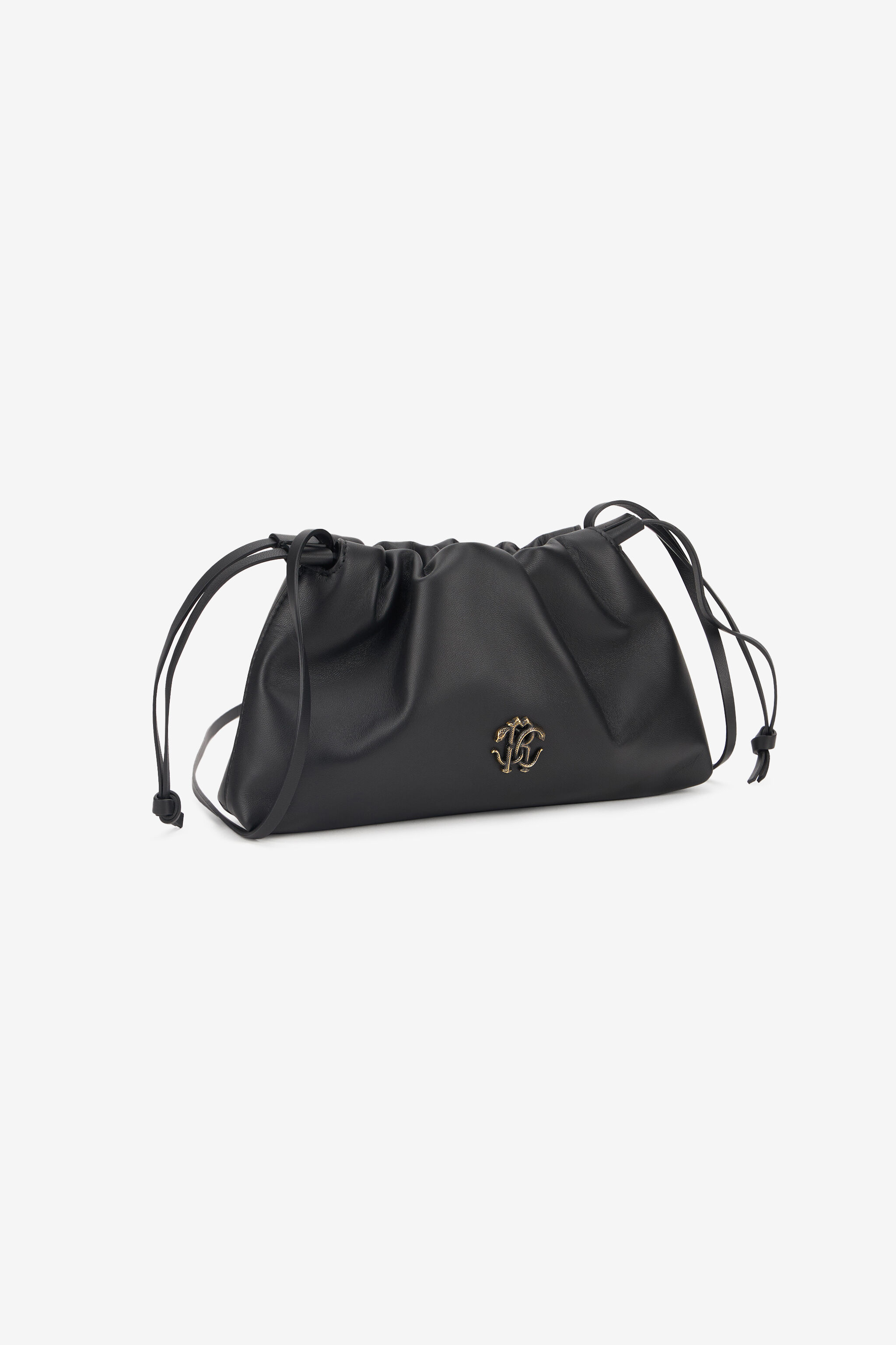 RC Borsa a spalla nera con coulisse e monogramma RC RC Borsa a spalla nera con coulisse e monogramma RC BLACK TOB00D-PN001