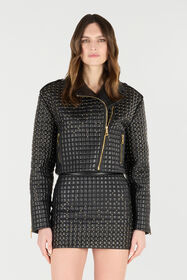 RC Cropped-Jacke Mit Steppung Samt 3D-Effekt Schwarz VQP800-PN001