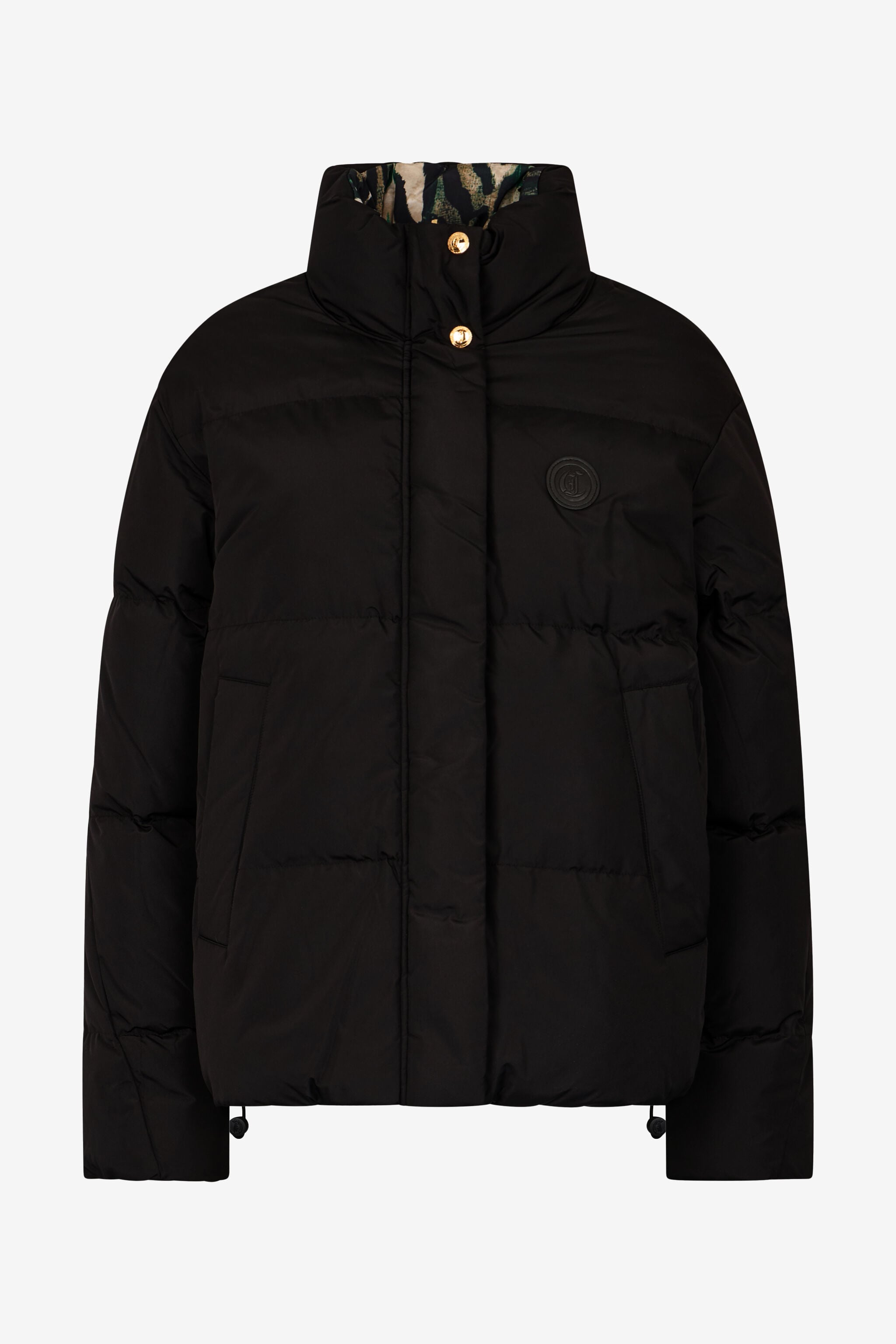 JC High-Neck Puffer Jacket With JC Monogram JC High-Neck Puffer Jacket With JC Monogram Black TFT158-TF225