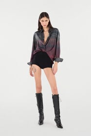 RC Silk Shirt With A Mottled Effect Black/Red VQT704-4QP69