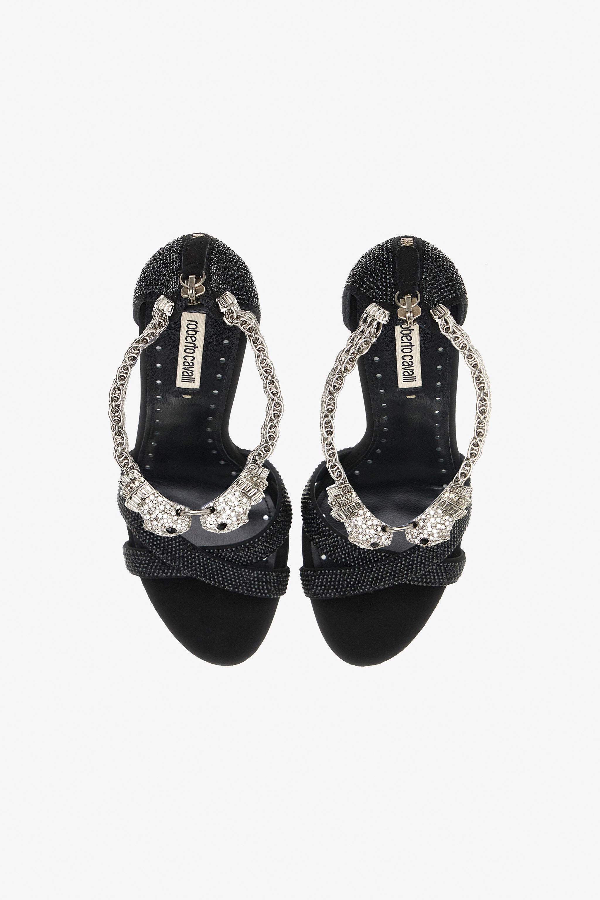 Panther-head high-heel sandals in Black for Women | Roberto Cavalli®