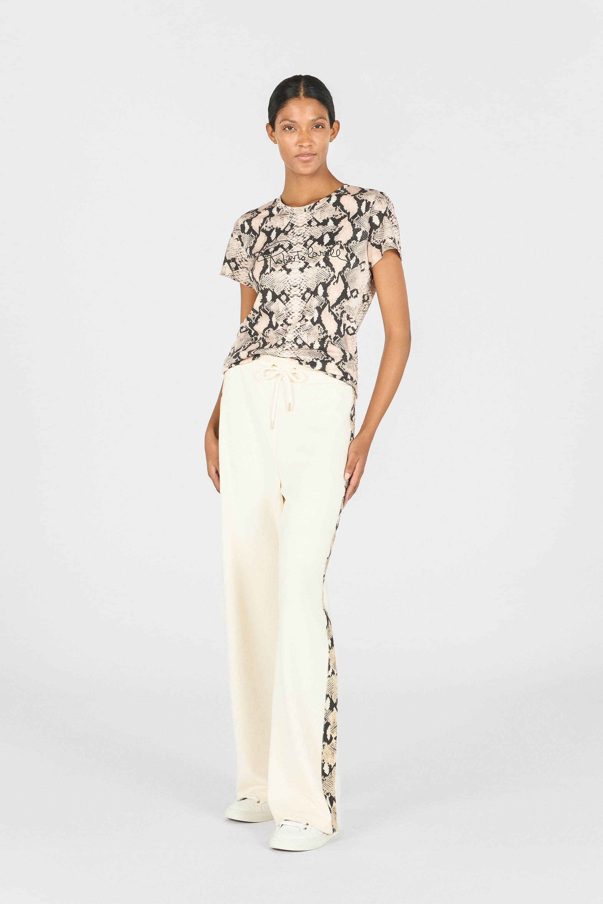 RC Trousers with snake bands Ivory OOT20A-CF054