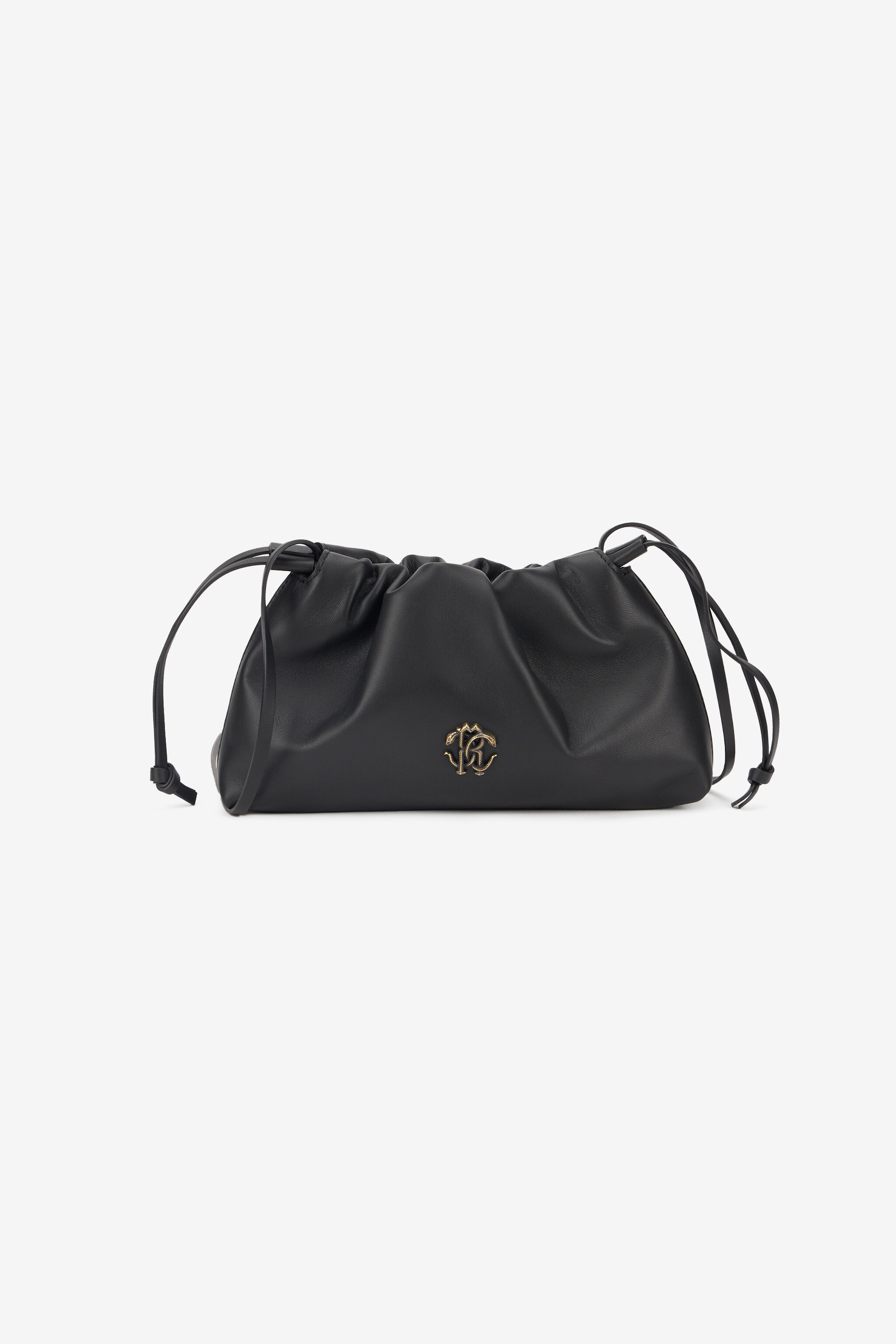 RC Borsa a spalla nera con coulisse e monogramma RC RC Borsa a spalla nera con coulisse e monogramma RC BLACK TOB00D-PN001