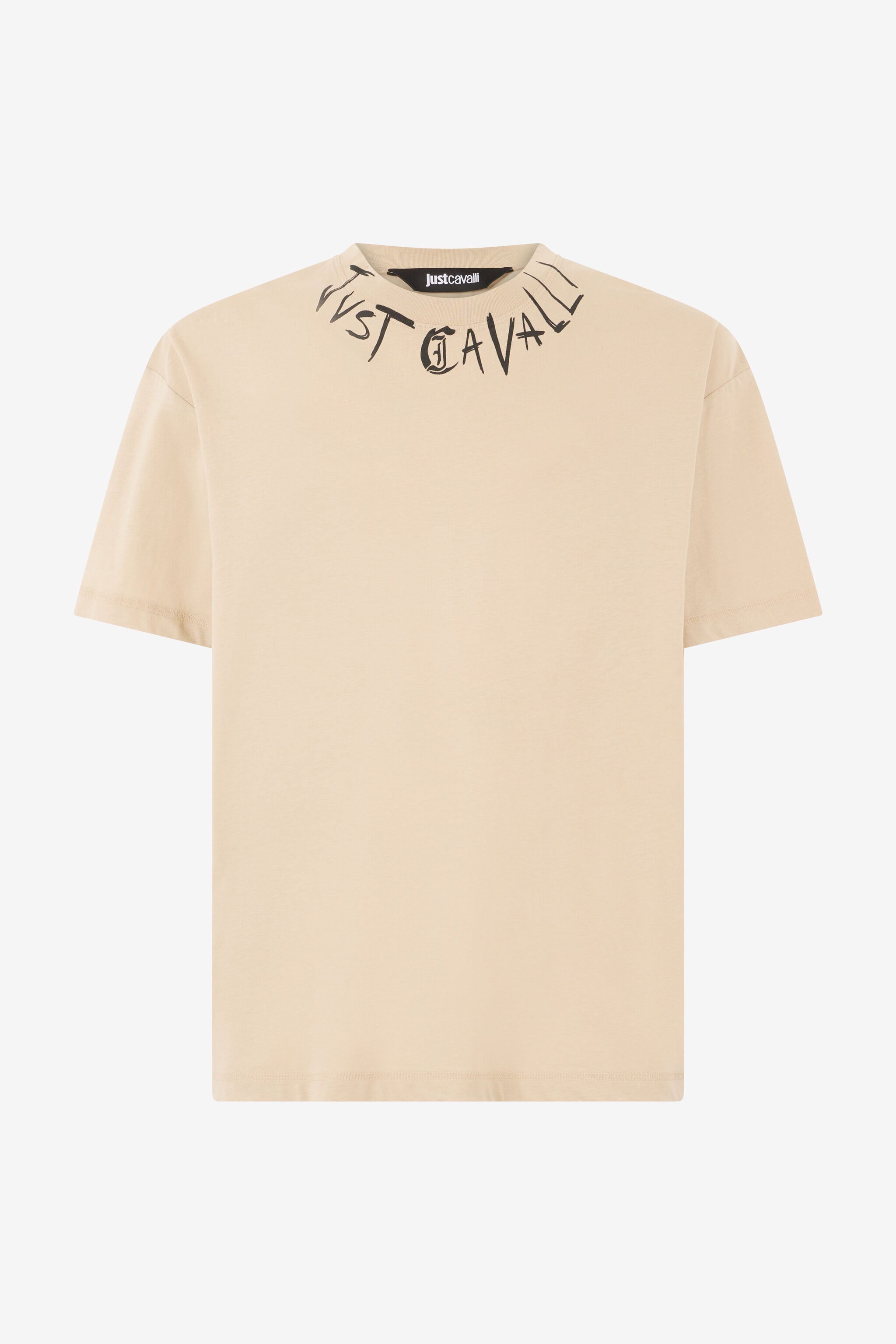 JC Distressed Crew-Neck T-Shirt With Logo JC Distressed Crew-Neck T-Shirt With Logo Light Brown UFT043-UF063