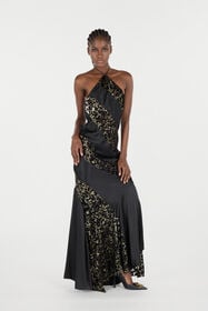 RC Long See-Through Dress With Leopard Print Pattern NERO ORO VQT130-FC005