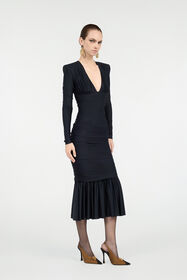 RC Black Midi Dress With Ruffles Черный VWT153-LL002