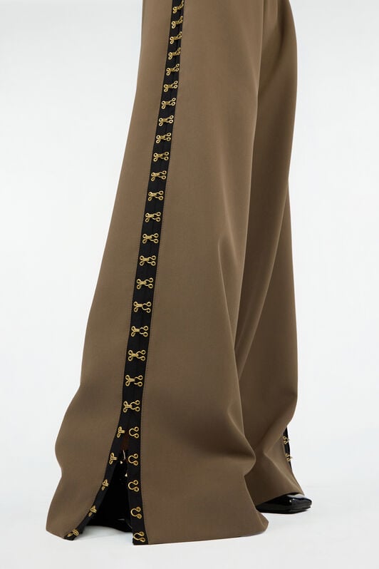 JC Olive Green Wide-Leg Trousers With Hook And Eye Detail JC Olive Green Wide-Leg Trousers With Hook And Eye Detail VERDE 185 VFT143-VF222