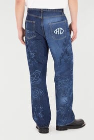 RC Vaqueros Con Dragón Y Motivo Floral Azul oscuro VRJ213-VT002