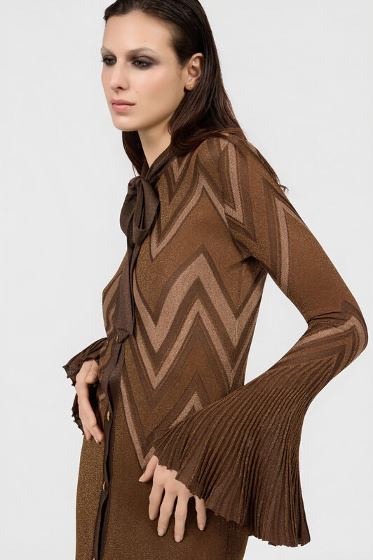 RC Langer Strickcardigan Mit Chevronmuster BROWN/PINK XQM908-MO007