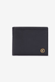 JC Black Leather Bifold Wallet with Logo BLACK VFP010-VF566