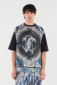 RC T-Shirt With Marble Print And Decorations RC T-Shirt With Marble Print And Decorations Dark blue URT62A-4QN85