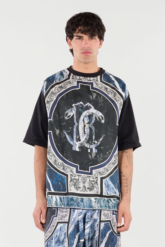 RC T-Shirt With Marble Print And Decorations RC T-Shirt With Marble Print And Decorations Dark blue URT62A-4QN85