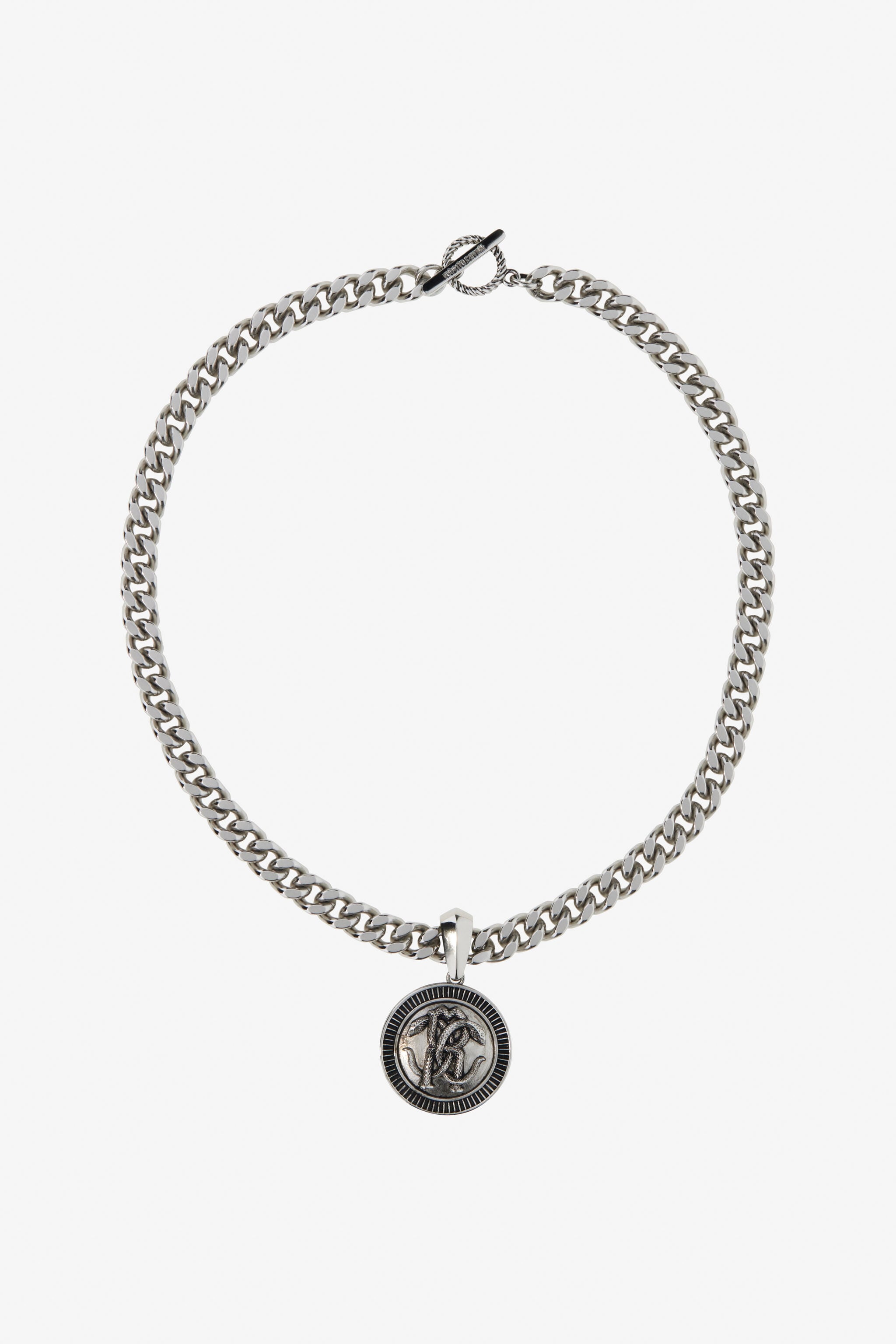 RC Silver-Tone Curb Chain Necklace With Monogram RC RC Silver-Tone Curb Chain Necklace With Monogram RC Silver TRG003-AM258