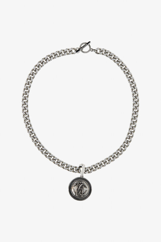 RC Silver-Tone Curb Chain Necklace With Monogram RC RC Silver-Tone Curb Chain Necklace With Monogram RC Silver TRG003-AM258