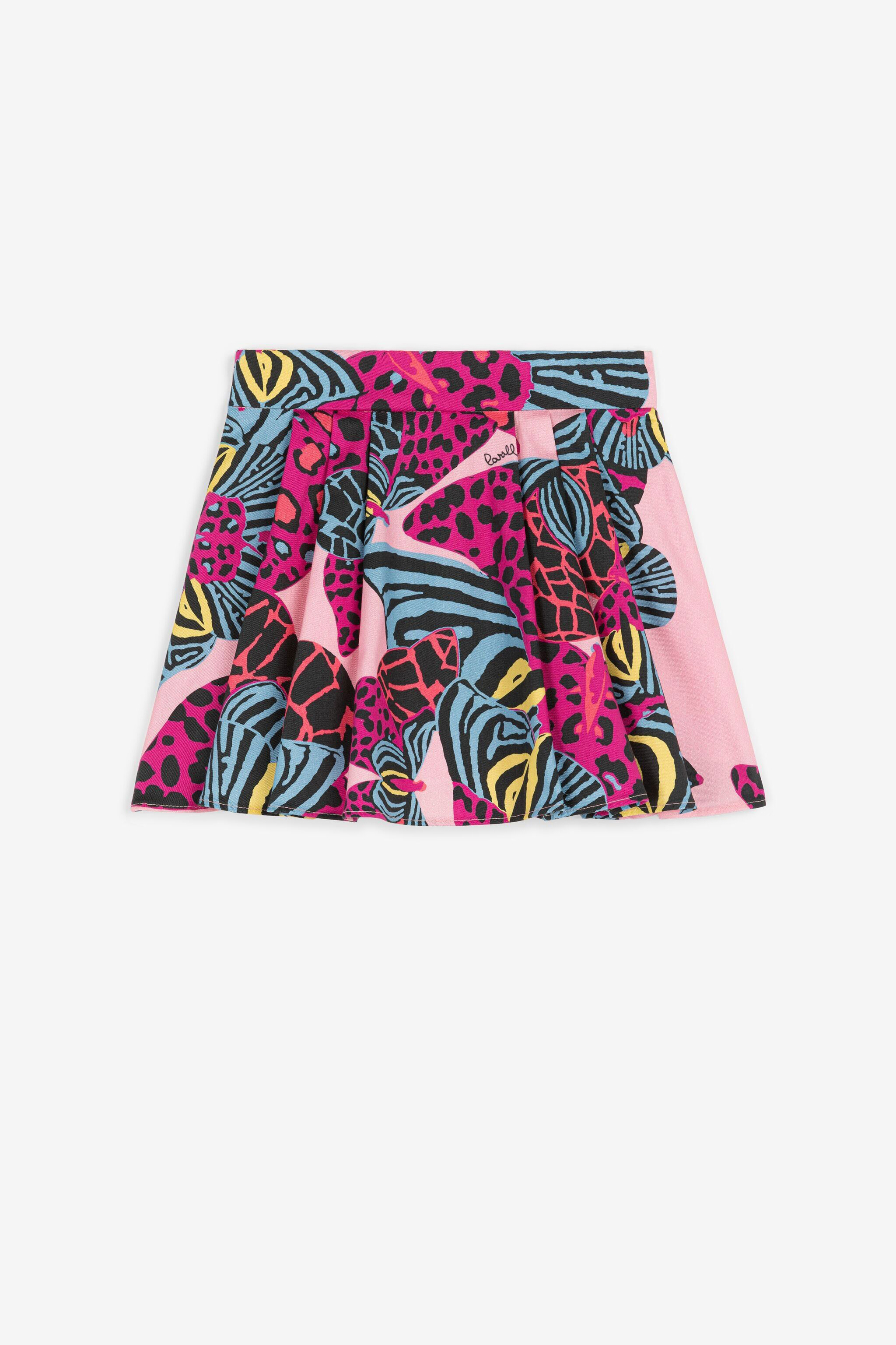 JU Pleated Butterfly-Print Cotton Skirt JU Pleated Butterfly-Print Cotton Skirt Fuchsia PJT305-9NE44