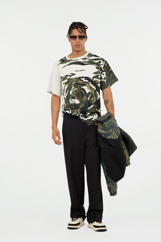 JC Camiseta Con Estampado Tiger Camu OFF WHITE VFT050-VF094