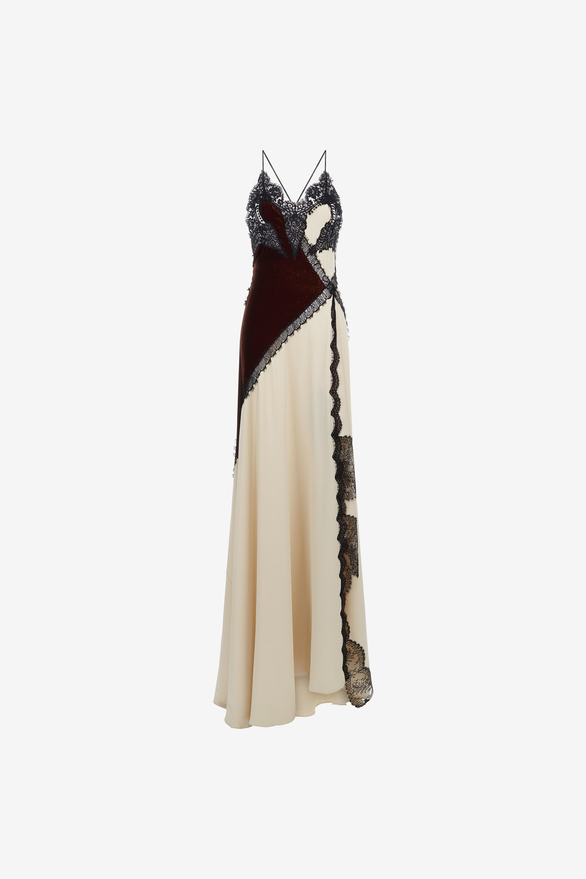 RC Abito sottoveste maxi avorio con profili in pizzo Avorio RWT144-VL067